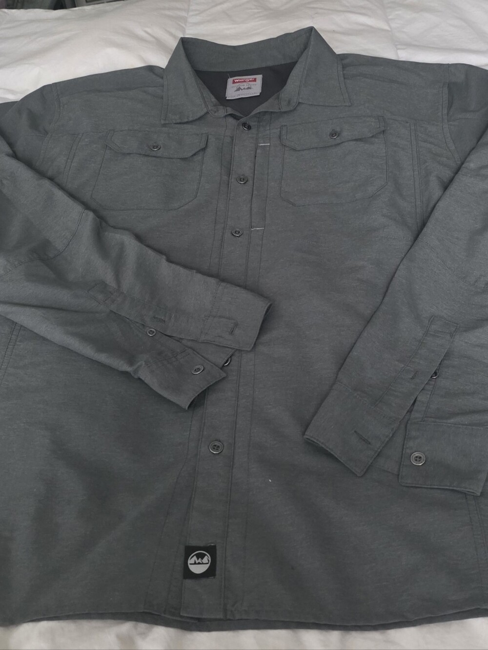 Wrangler Gray Lightweight Button-Front Shirt Jacket